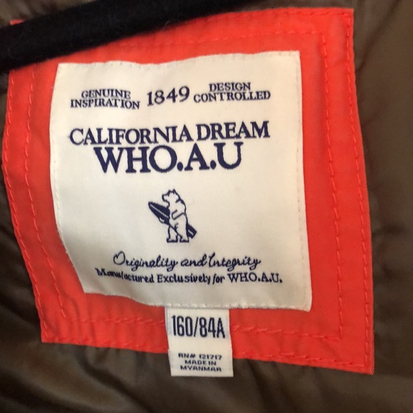 WHO.A.U Orange Coat Parka anorak with faux fur lined hood size S - Picture 8 of 11